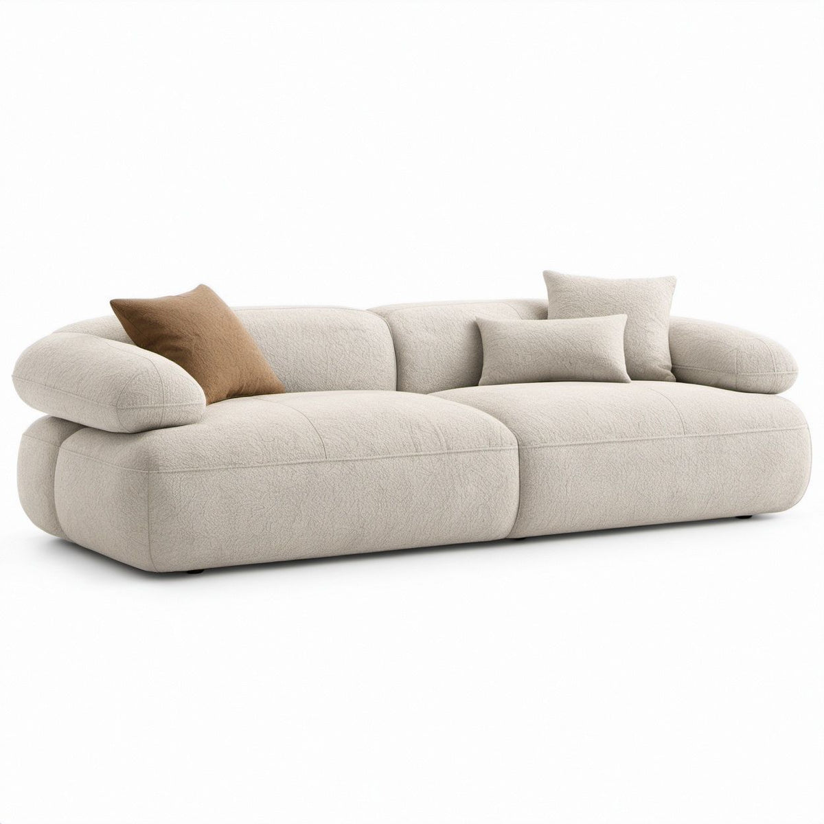 3-Sitzer-Sofa in Cremeweiß aus Polyester-Bouclé, 230 x 100 x 75 cm
