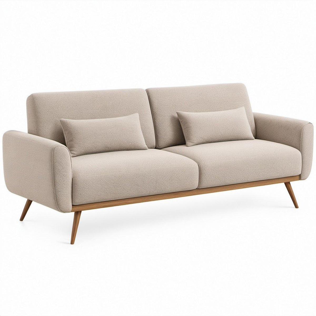 2-Sitzer-Sofa, Beige/Braun, Polyester und Massivholz, 180 x 85 x 82 cm