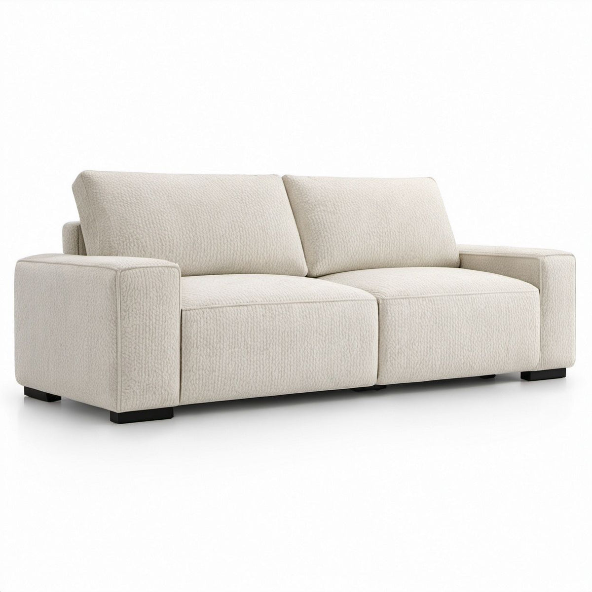 2-Sitzer-Sofa in Creme/Schwarz, Bouclé-Polyester, 180 x 92 x 78 cm