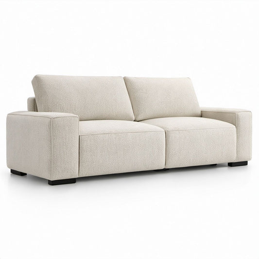 2-Sitzer-Sofa in Creme/Schwarz, Bouclé-Polyester, 180 x 92 x 78 cm