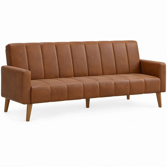 3-Sitzer-Sofa aus PU-Kunstleder Braun, 210 x 82 x 86 cm