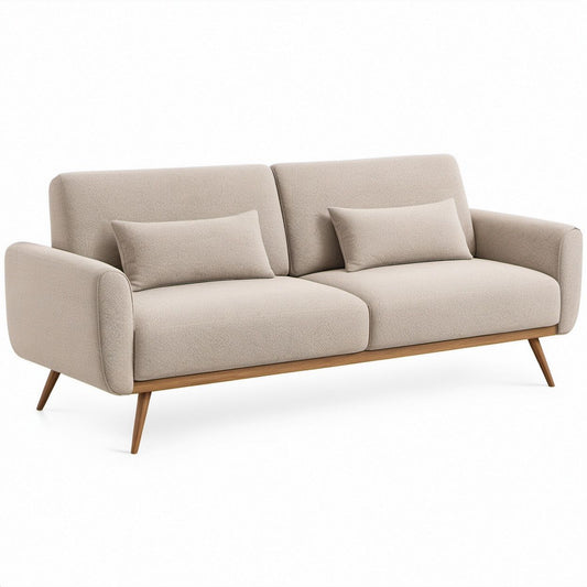 2-Sitzer-Sofa, Beige/Braun, Polyester und Massivholz, 180 x 85 x 82 cm