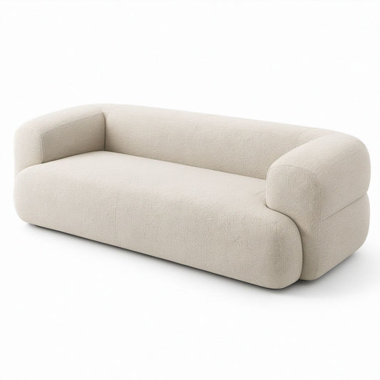 2-Sitzer-Sofa in Creme, Polyester-Bouclé, 180 x 95 x 72 cm