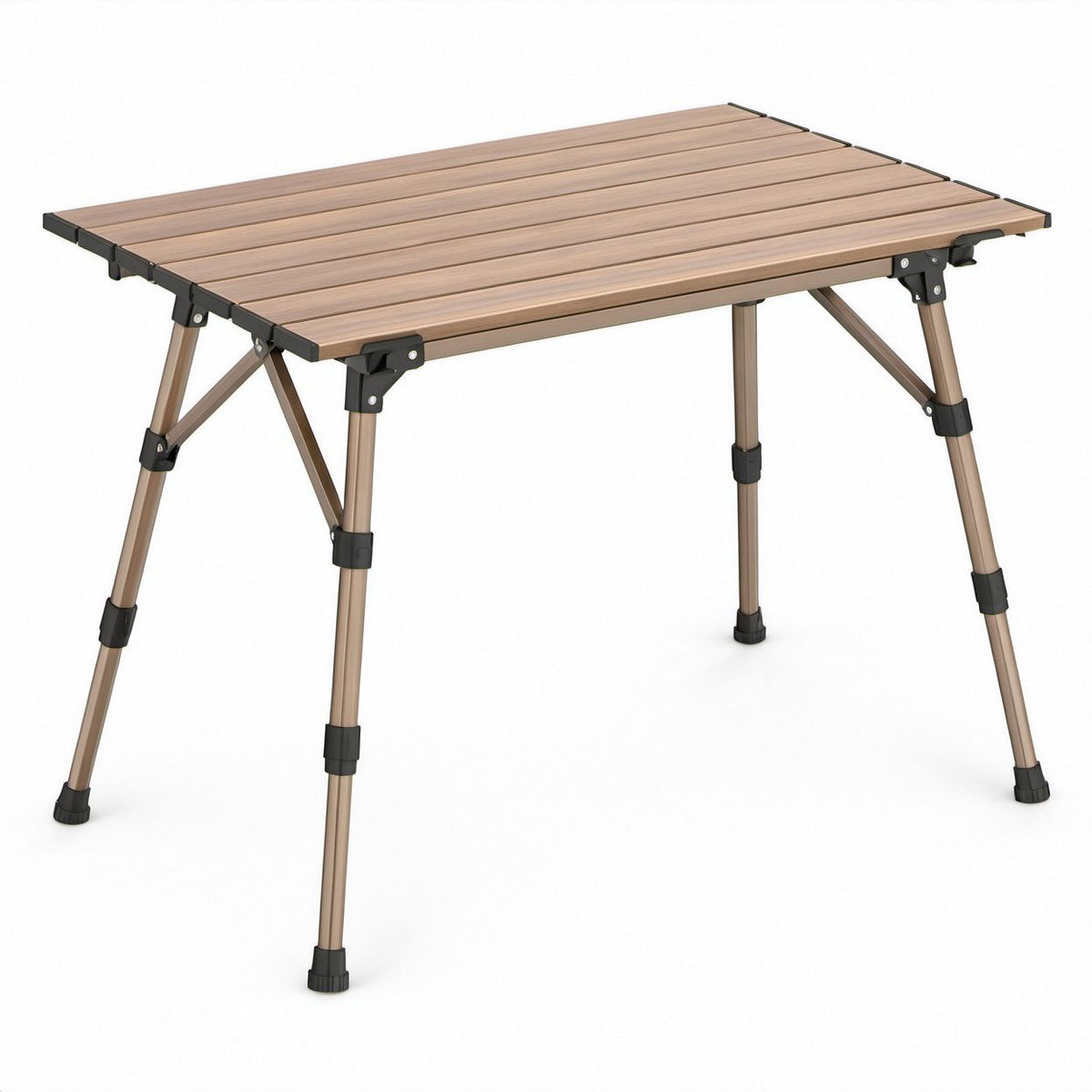 Rechteckiger Aluminium-Klapptisch 120 x 60 cm, höhenverstellbar 45–65 cm, Taupe/Schwarz