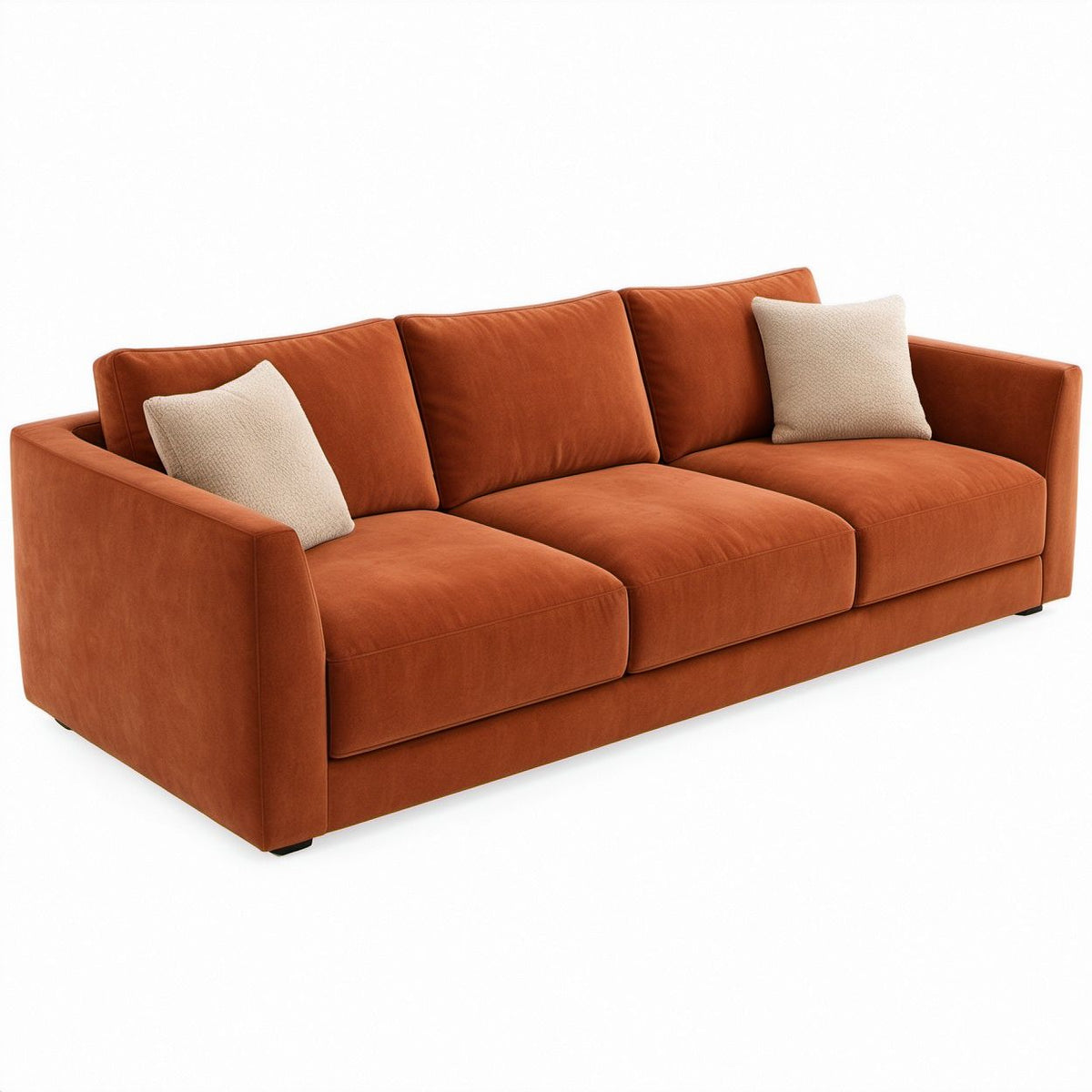 3-Sitzer-Sofa mit Polyester-Samtbezug, Rostbraun, 230 x 95 x 85 cm
