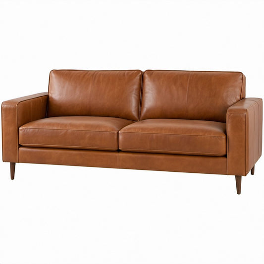 2-Sitzer Sofa aus PU-Kunstleder in Cognac, 180 x 85 x 85 cm